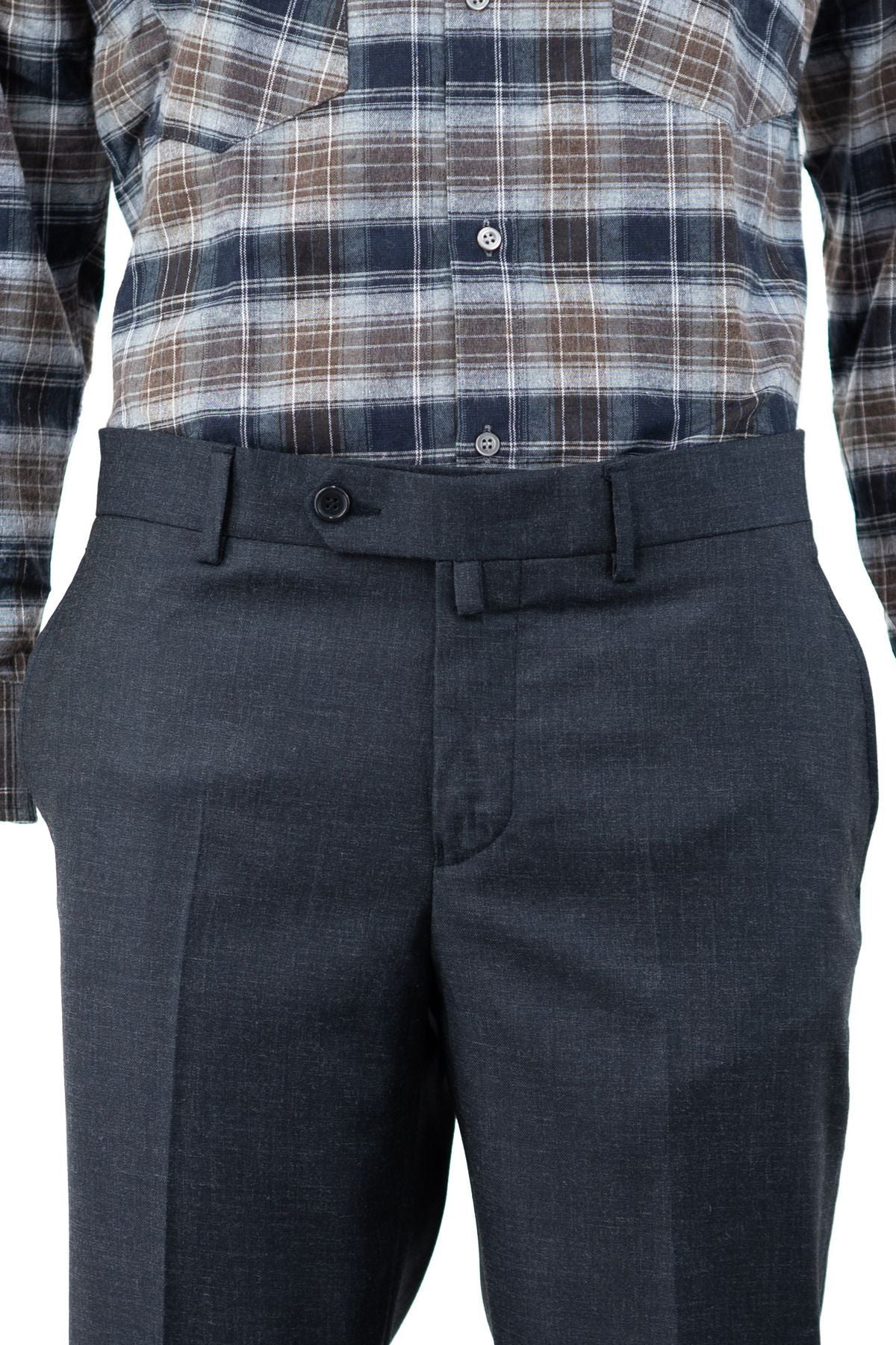 Erkek Mevsimlik Düz Paça Yanlardan Cepli Rahat Kesim Tam Kalıp Klasik Kumaş Pantolon